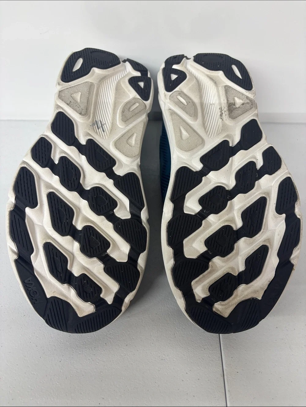 Hoka Blue Running Shoes with Yellow Logo